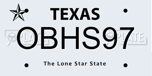 OBHS97 Texas License Plate