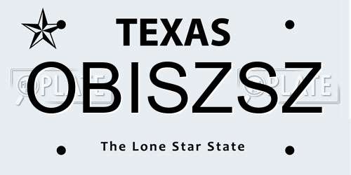 OBISZSZ Texas License Plate
