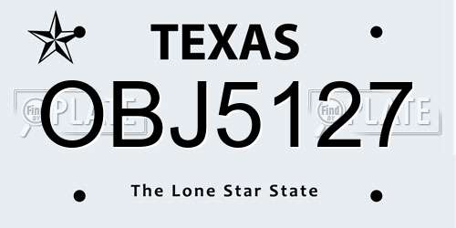 OBJ5127 Texas License Plate