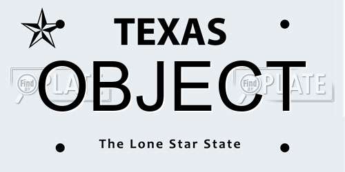 OBJECT Texas License Plate