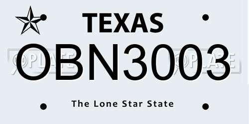 OBN3003 Texas License Plate