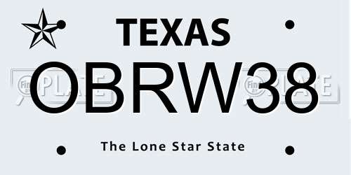 OBRW38 Texas License Plate
