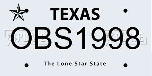 OBS1998 Texas License Plate