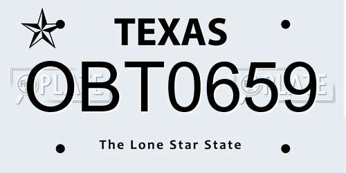 OBT0659 Texas License Plate