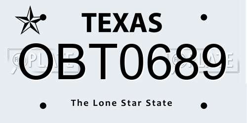 OBT0689 Texas License Plate