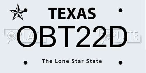 OBT22D Texas License Plate