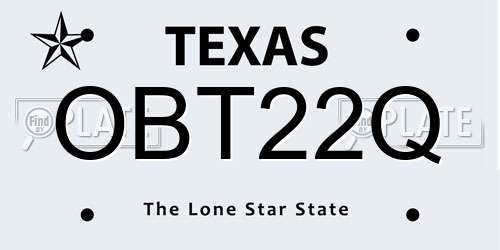 OBT22Q Texas License Plate