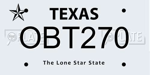 OBT270 Texas License Plate