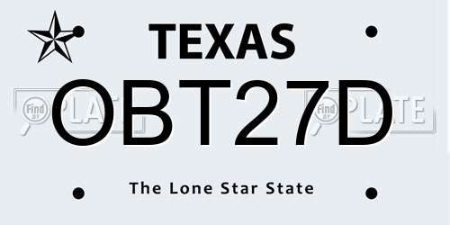 OBT27D Texas License Plate