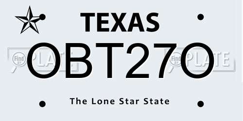 OBT27O Texas License Plate