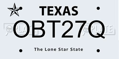 OBT27Q Texas License Plate