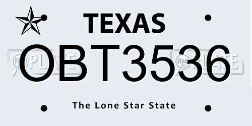 OBT3536 Texas License Plate