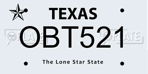OBT521 Texas License Plate