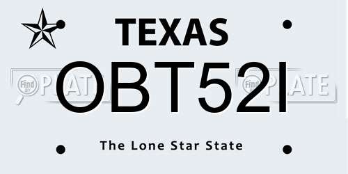 OBT52I Texas License Plate