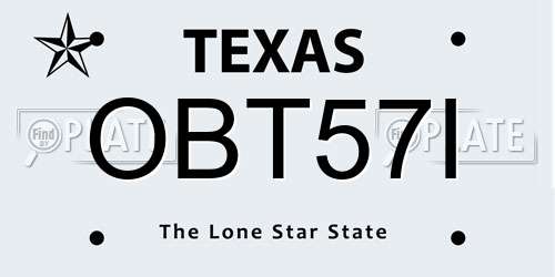 OBT57I Texas License Plate