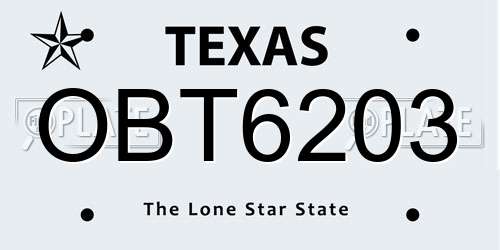 OBT6203 Texas License Plate