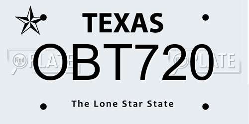 OBT720 Texas License Plate