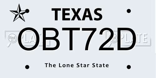 OBT72D Texas License Plate