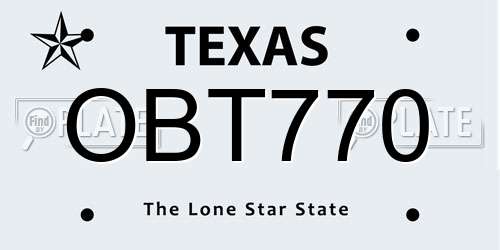 OBT770 Texas License Plate