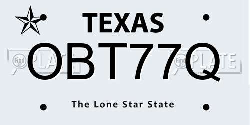 OBT77Q Texas License Plate