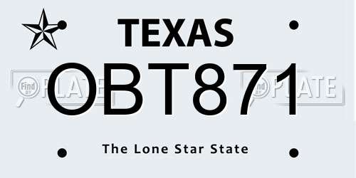 OBT871 Texas License Plate