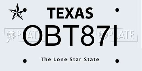 OBT87I Texas License Plate