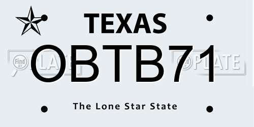 OBTB71 Texas License Plate