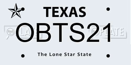 OBTS21 Texas License Plate