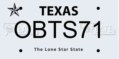 OBTS71 Texas License Plate