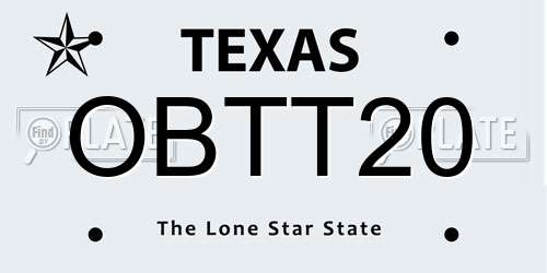 OBTT20 Texas License Plate