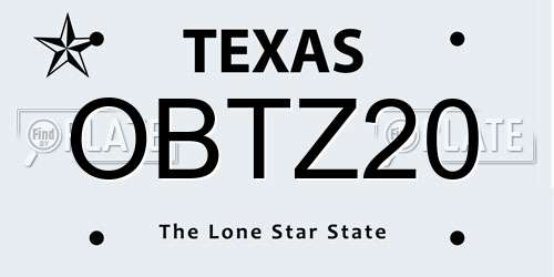 OBTZ20 Texas License Plate