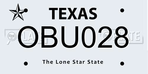 OBU028 Texas License Plate