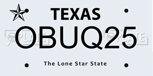 OBUQ25 Texas License Plate