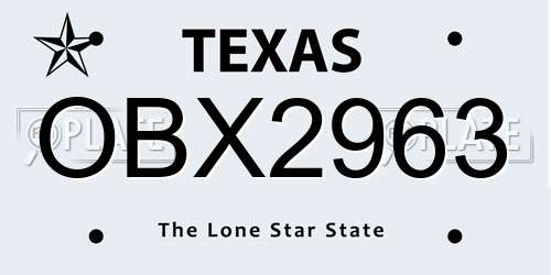 OBX2963 Texas License Plate