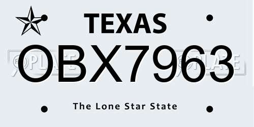 OBX7963 Texas License Plate