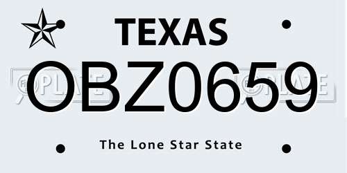 OBZ0659 Texas License Plate