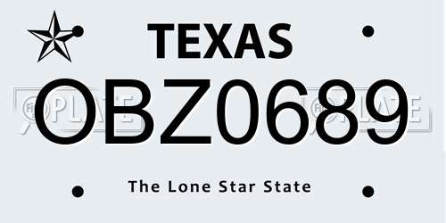 OBZ0689 Texas License Plate