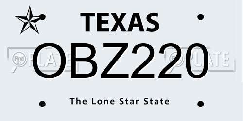 OBZ220 Texas License Plate