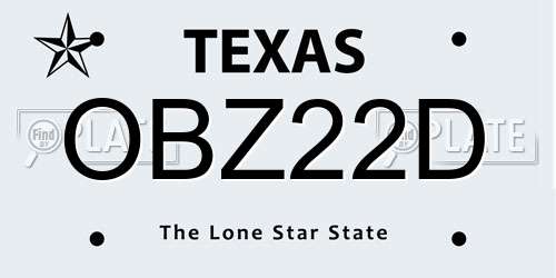 OBZ22D Texas License Plate