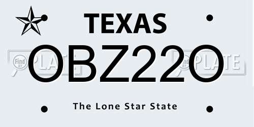 OBZ22O Texas License Plate