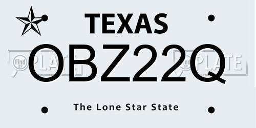 OBZ22Q Texas License Plate