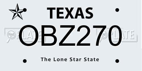 OBZ270 Texas License Plate