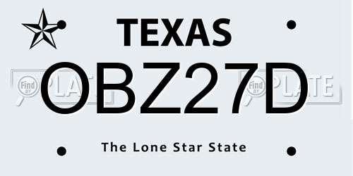 OBZ27D Texas License Plate