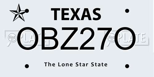 OBZ27O Texas License Plate