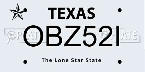 OBZ52I Texas License Plate