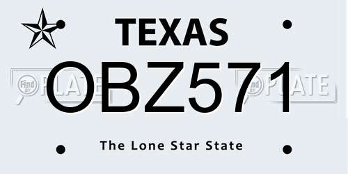 OBZ571 Texas License Plate