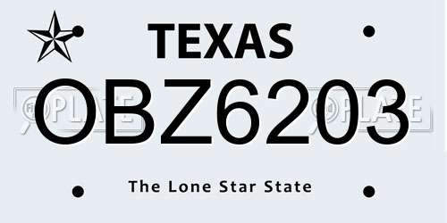 OBZ6203 Texas License Plate