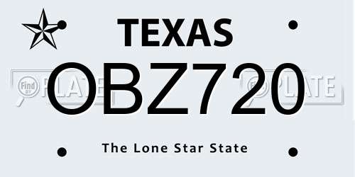 OBZ720 Texas License Plate