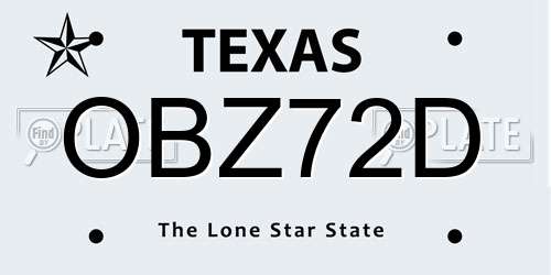 OBZ72D Texas License Plate