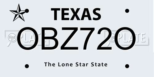 OBZ72O Texas License Plate